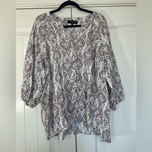 Fred David Cream/Lavender Print Tunic. Size 2X #Career #Casual